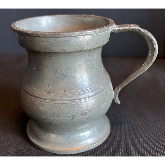 Victorian Pewter Half Pint Gill Measuring Mug Cup Gaskell & Chambers Birmingham - Picture 1 of 10